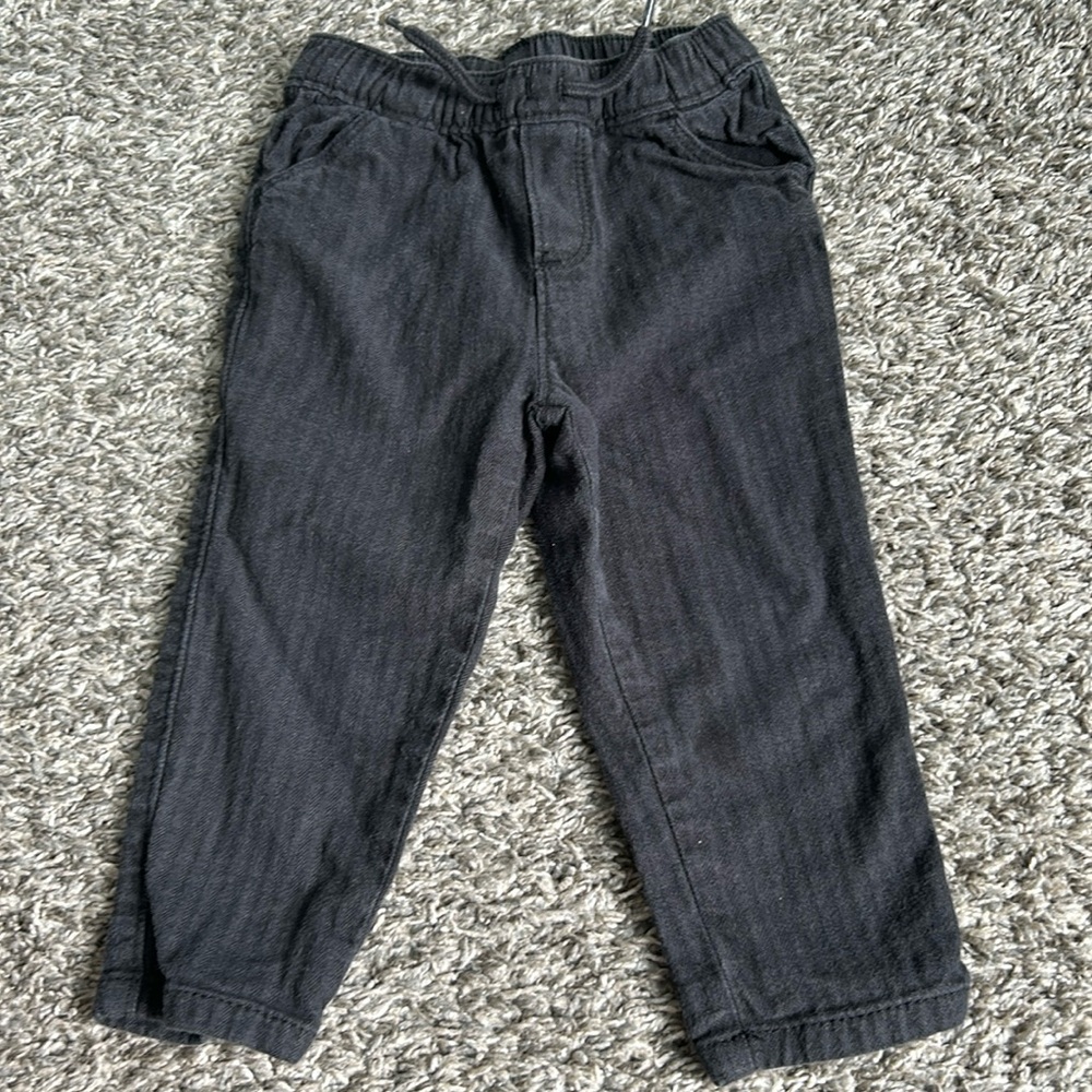 Old Navy dark gray pull on drawstring cargo pant toddler boy 12-18 months